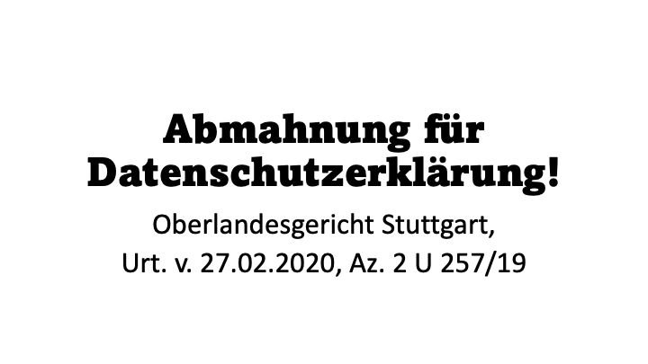 Abmahnung Datenschutzerklärung